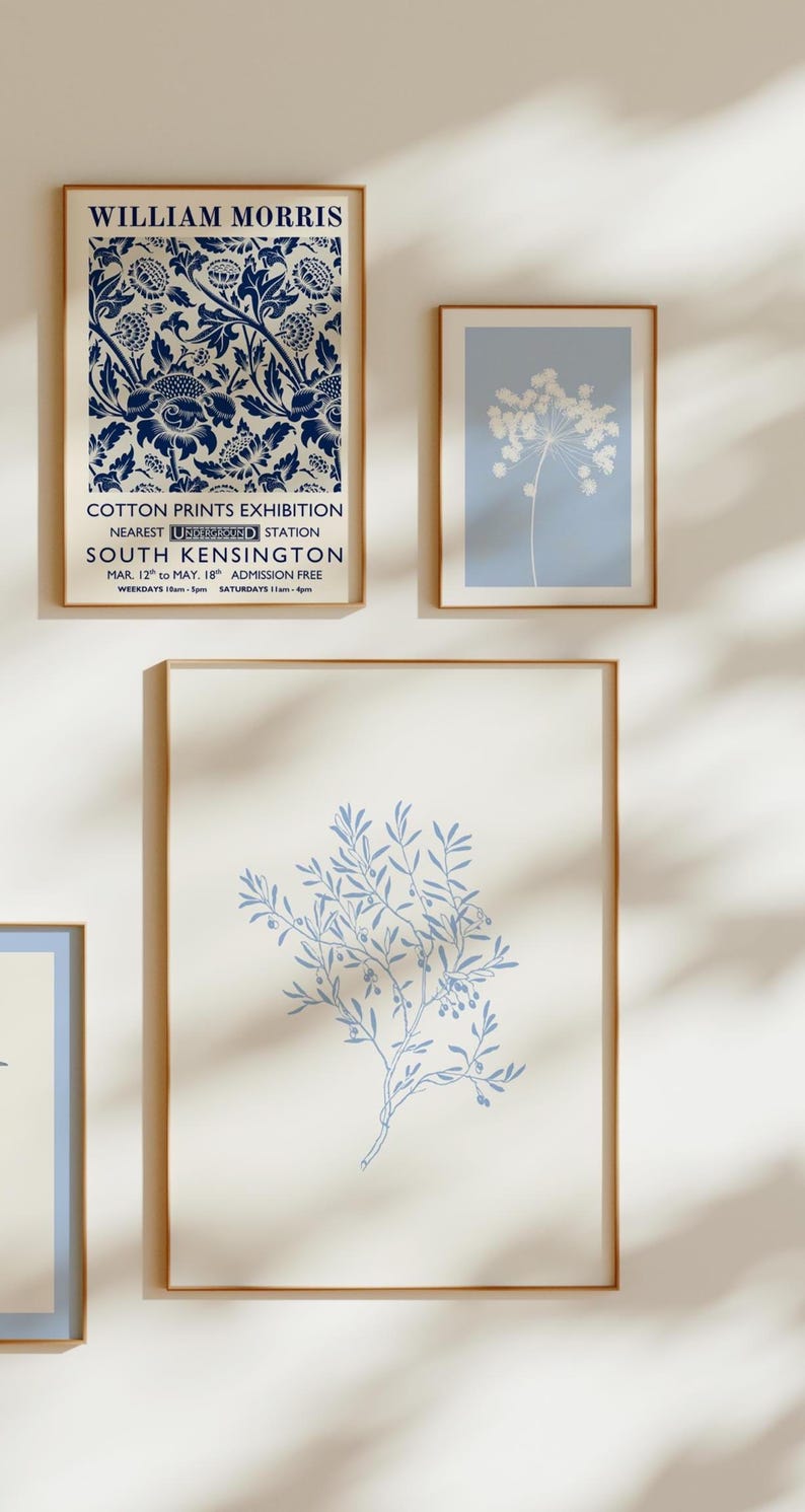 Blue Botanical Gallery Wall Art Set of 6: Baby Blue Floral Prints - Etsy
