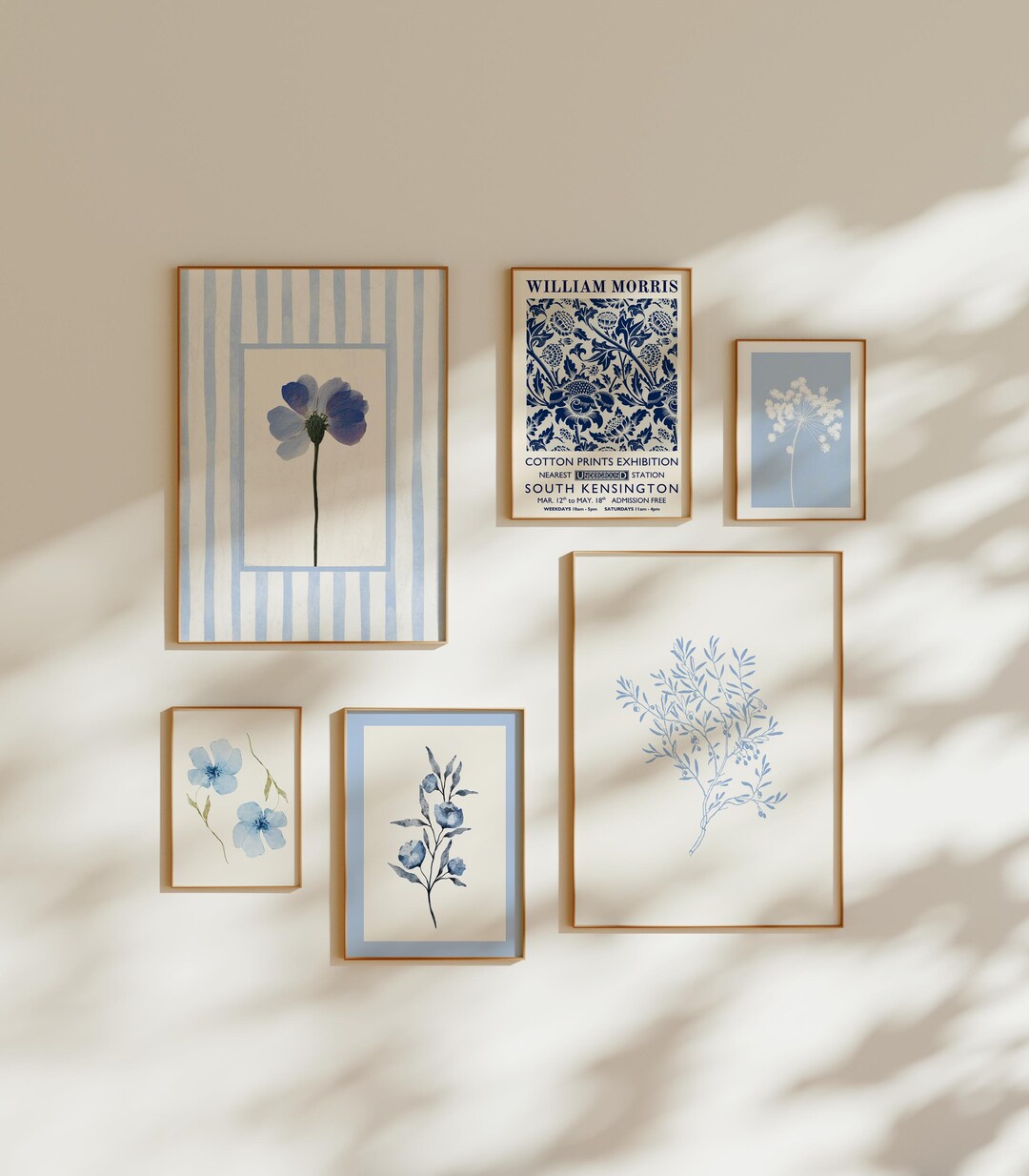 Blue Botanical Gallery Wall Art Set of 6: Baby Blue Floral Prints - Etsy