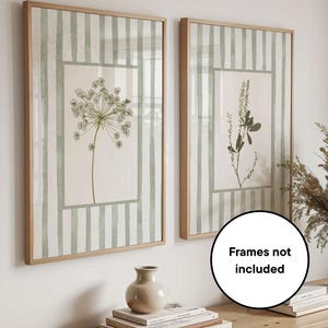 Lot de 2 d'impressions d'art murales florales vert sauge : décoration botanique de style cottage image 6