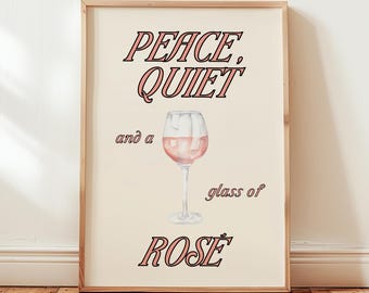 Rosé Wine Art Print, Kitchen Wall Art, Home Bar Decor, Self Care Prints