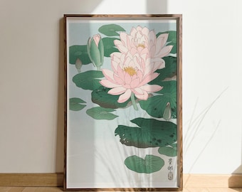Water Lily by Ohara Koson, Japanese print, Japanese paintings, wall art, home decor, wall hangings, calming posters