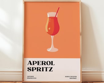 Aperol Spritz Recipe Print: Chic Bar Wall Art, Orange Decor