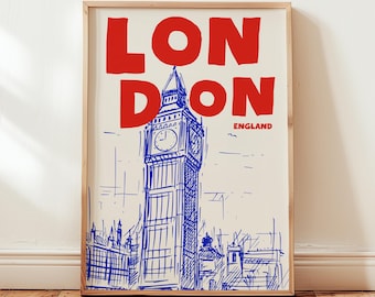 London Wall Art Print, UK Travel Poster, England Prints