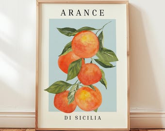 Sicilian Orange Wall Art: Mediterranean Citrus Print, Kitchen Decor