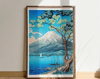 Mount Fuji from Lake Yamanaka Japan print, Japanese Artists, wall art, home decor, wall hangings, scenic landscape art, Hiroaki Takahashi