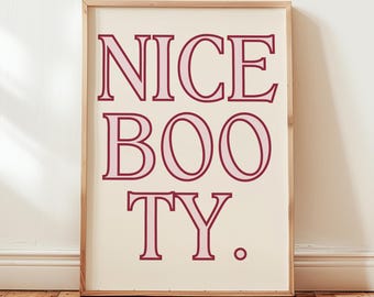 Funny Bathroom Wall Art Print, Minimalist 'Nice Booty'