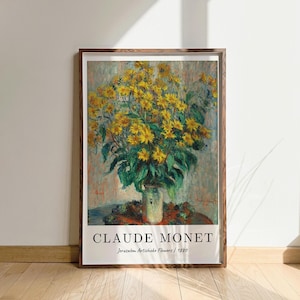 Flores de alcachofa de Jerusalén de Claude Monet, 1880. Grabados de artistas, carteles clásicos, grabados de pinturas, obras de Monet, pinturas famosas, regalos de arte mural.