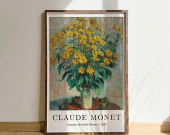 Claude Monet Jerusalem Artichoke Flowers, 1880 Artist Prints, Classic Posters, Prints of Paintings, Monets, Famous Paintings, Wall Art Gifts