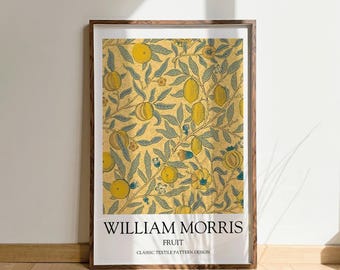 William Morris Fruit Lime Green Tan Print Vintage Wall Art Floral Fruit Poster Morris Designs