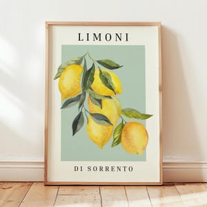 Lámina de limón de Sorrento: Arte mural cítrico italiano, Limoni di Sorrento, Decoración de cocina