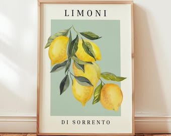 Sorrento Lemon Print: Italian Citrus Wall Art, Limoni di Sorrento, Kitchen Decor