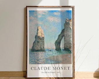 Claude Monet Print The Cliffs at Étretat 1885, Classic Vintage Art Poster, Monet Painting Wall Decor, Artist Prints for Home