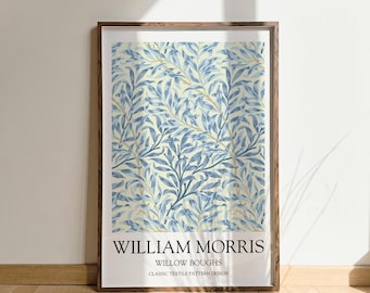 William Morris Willow Boughs in Blue Print, William Morris Wall Art, Vintage Poster, Floral Prints, Willow Boughs, Morris pattern prints