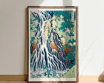 Kirifuri Waterfall at Mount Kurokami, Japanese print, paintings, wall art, home decor, wall hangings, calming posters, Japan