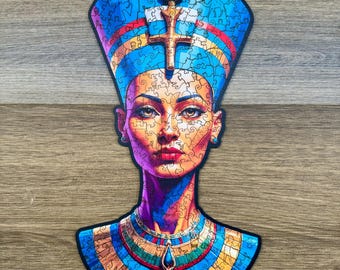 JIGJUNG Queen Nefertiti houten legpuzzel – unieke stukjes dier en symbool
