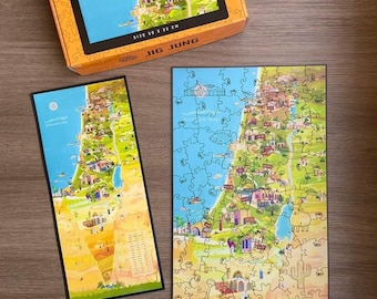 JIGJUNG Houten legpuzzel Palestina kaart – unieke stukjes dier en symbool