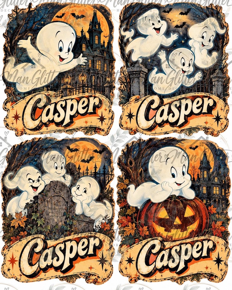 Printable Vintage Retro Classic Halloween Movie Casper Ghost Party Pack ...