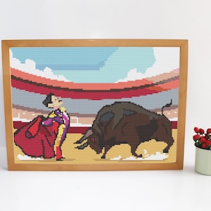Toreador cross stitch design.Spain cross stitch PDF. Torero cross stitch pattern PDF . Corrida cross stitch chart