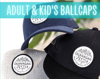 Kids and Adult's Ball-caps: Okanagan Valley Collective Brand Durable Outdoor Apparel, Hipster Hats, Climbing Hats, Baseball Caps, Sport Hats