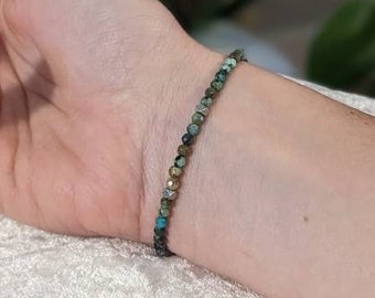 Minimal 3mm real crystal stone bracelets, adjustable to anklet size