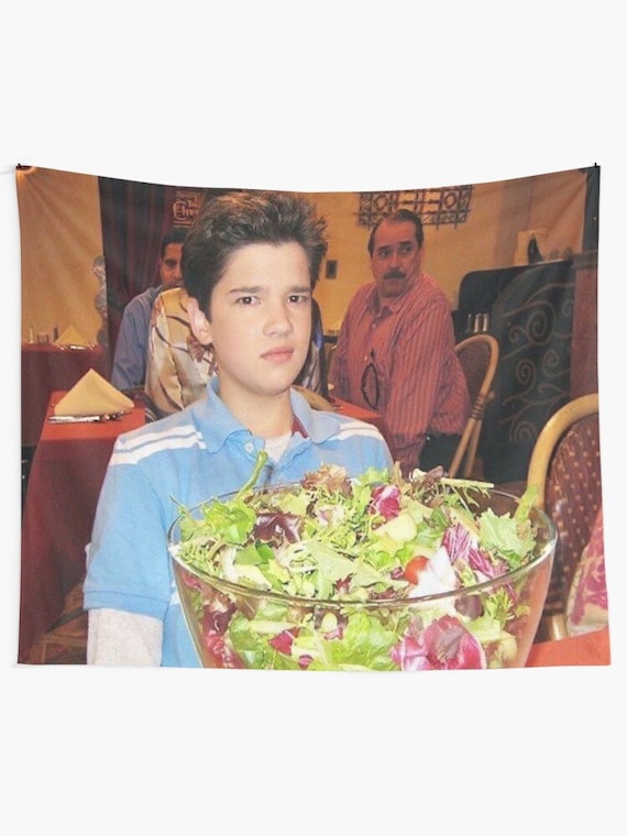 Freddie Benson with a Salad Tapestry Icarly Tapestry Freddy Tapestry Freddie Benson Tapestry Salad Tapestry Meme Tapestry Funny
