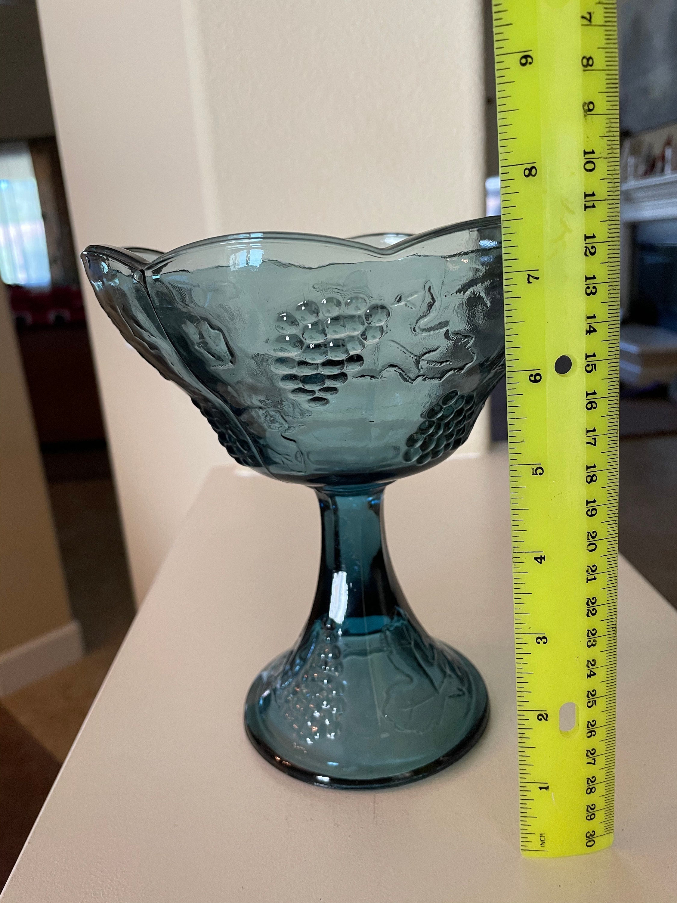 Blue Pedestal Bowl Etsy