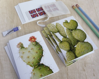 Cactus cards with envelope. Any occasion wedding anniversary greeting card pack. Gift for nature lover. Watercolor card for desert lover
