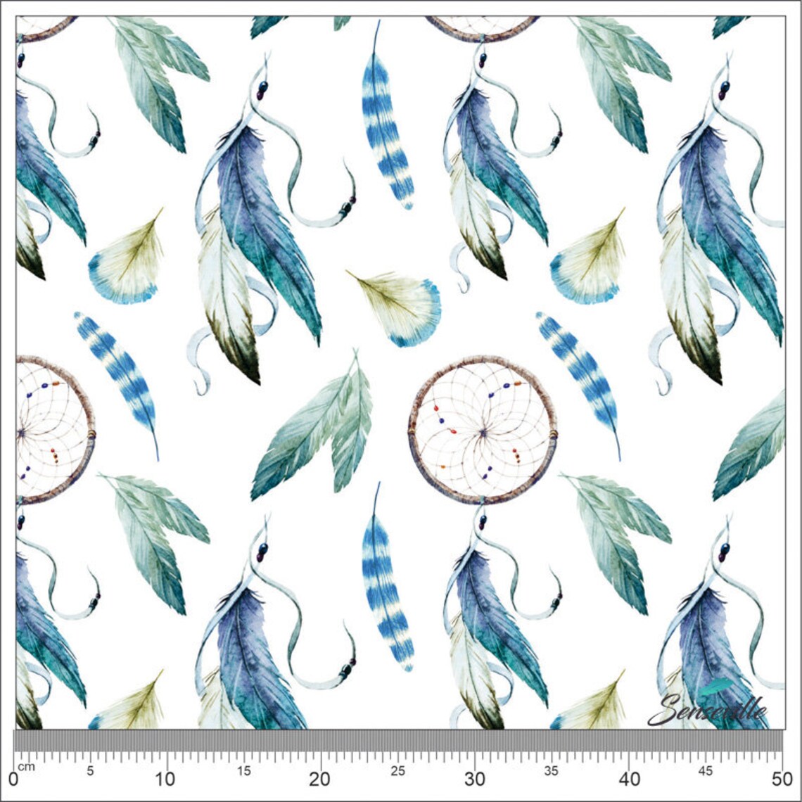 Premium Cotton Fabric Boho Dream Catcher By The Yard Feather Etsy