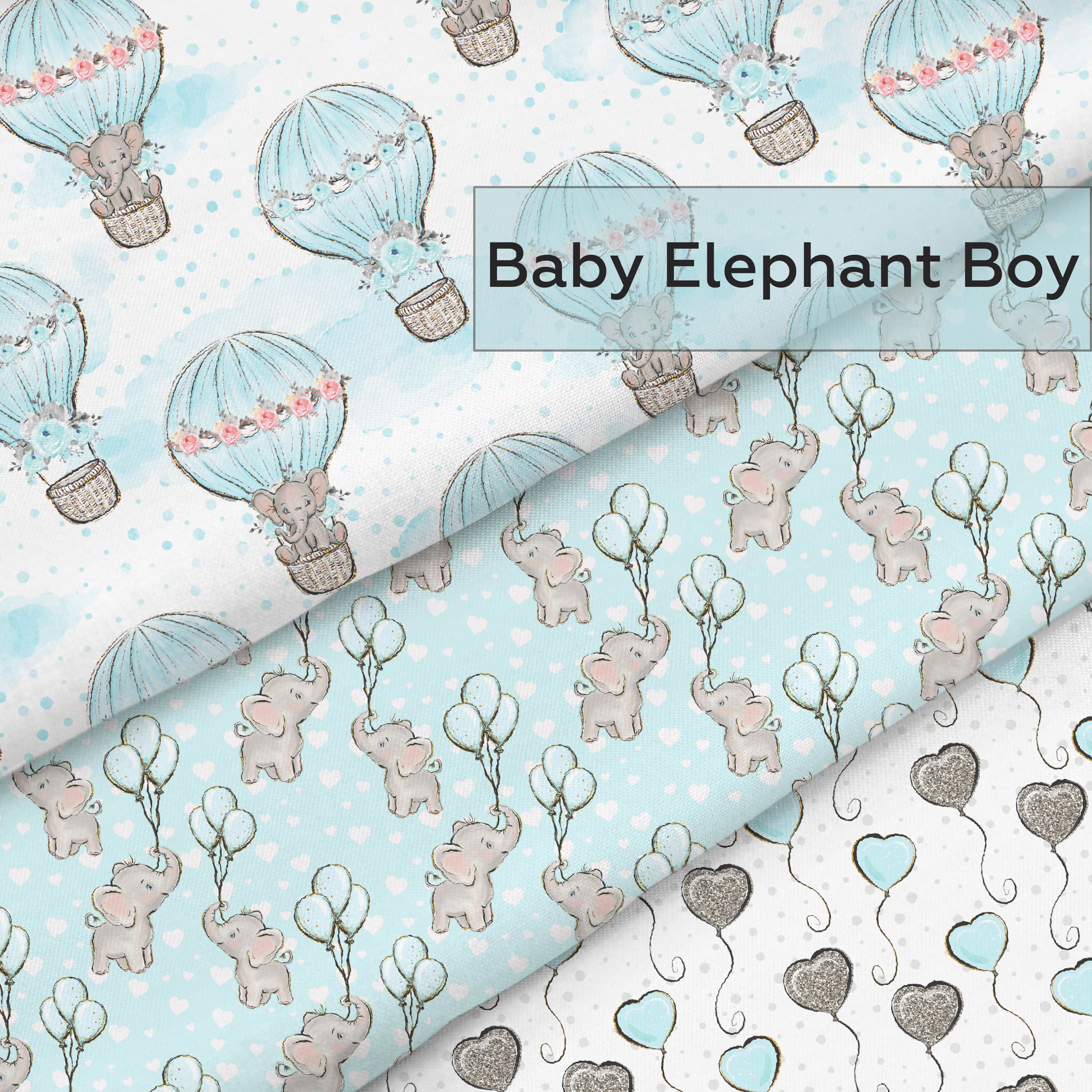 Baby Elephant Cotton Fabric by the Yard Designer Fabric Etsy