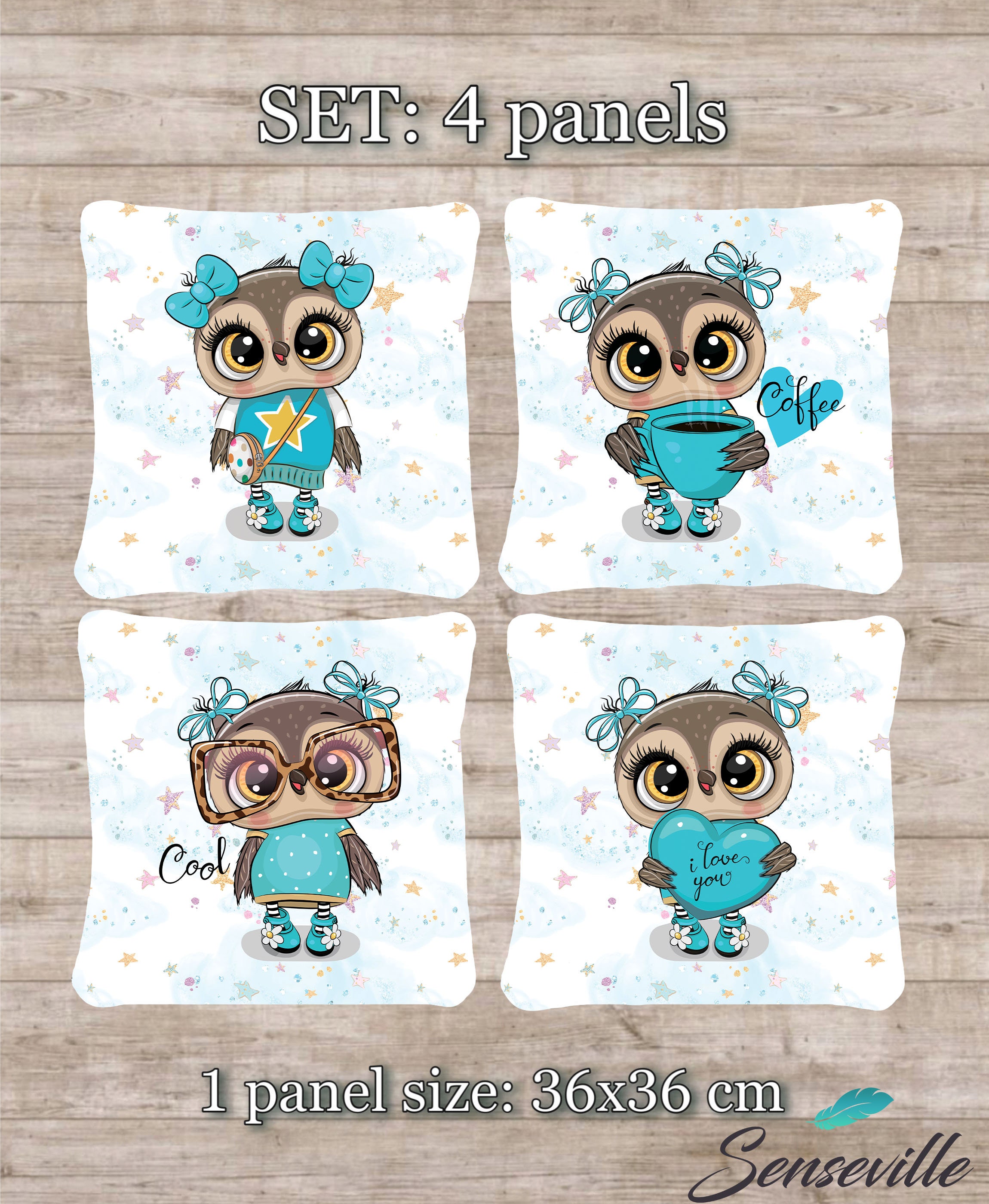 Owl Fabric Panel Eco Cotton Fabric Panel For Girl Cool Girl Etsy