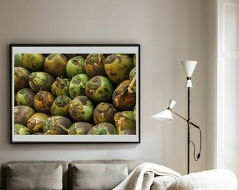 Coconut Print, Fruit Print, Tropical Decor, Horizontal Wall Art, Printable Photography, Tropical Print, Kitchen Print Instant Download print