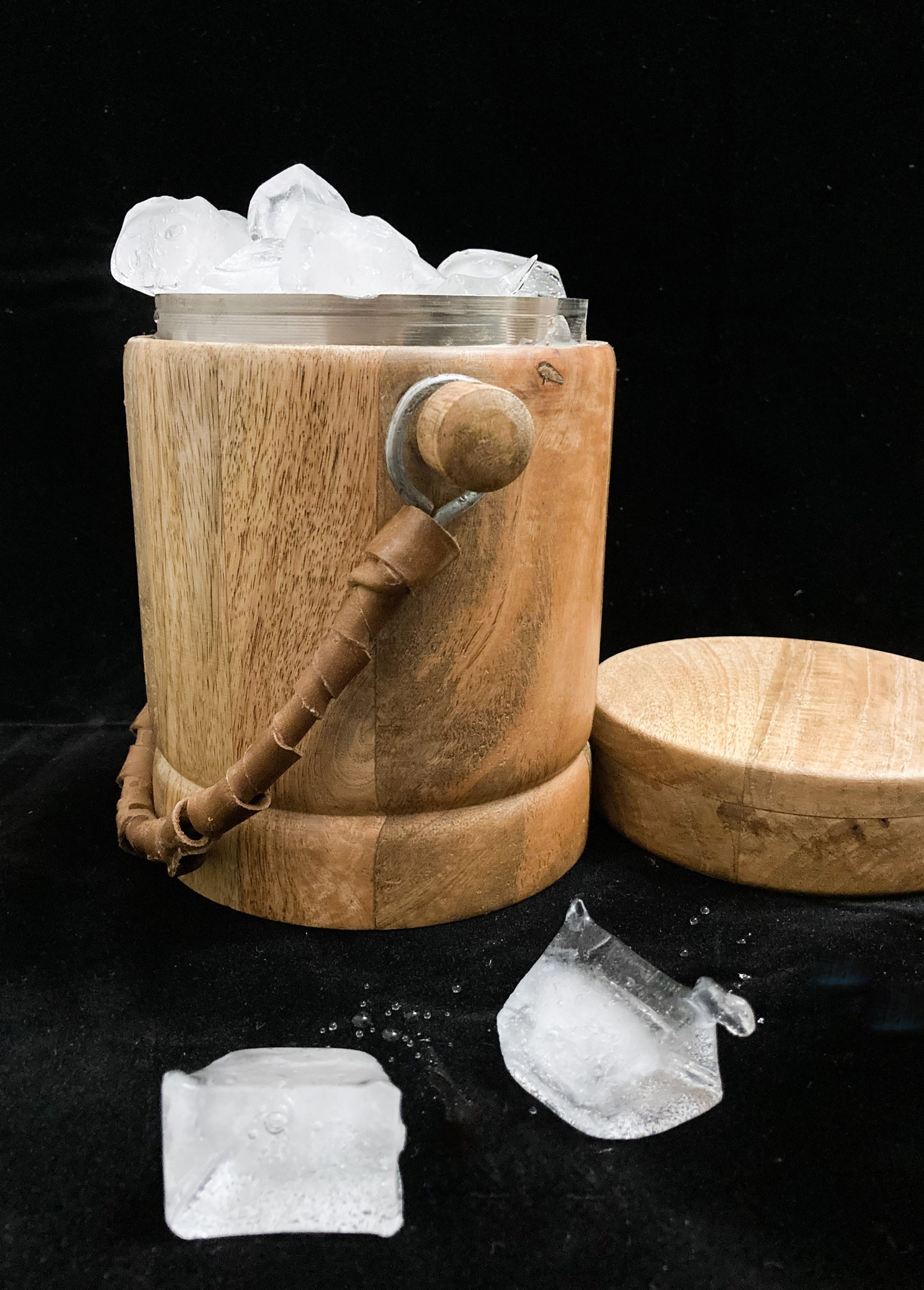 Vintage Ice Bucket Wooden Ice Bucket With Lid Antique Bar Etsy UK