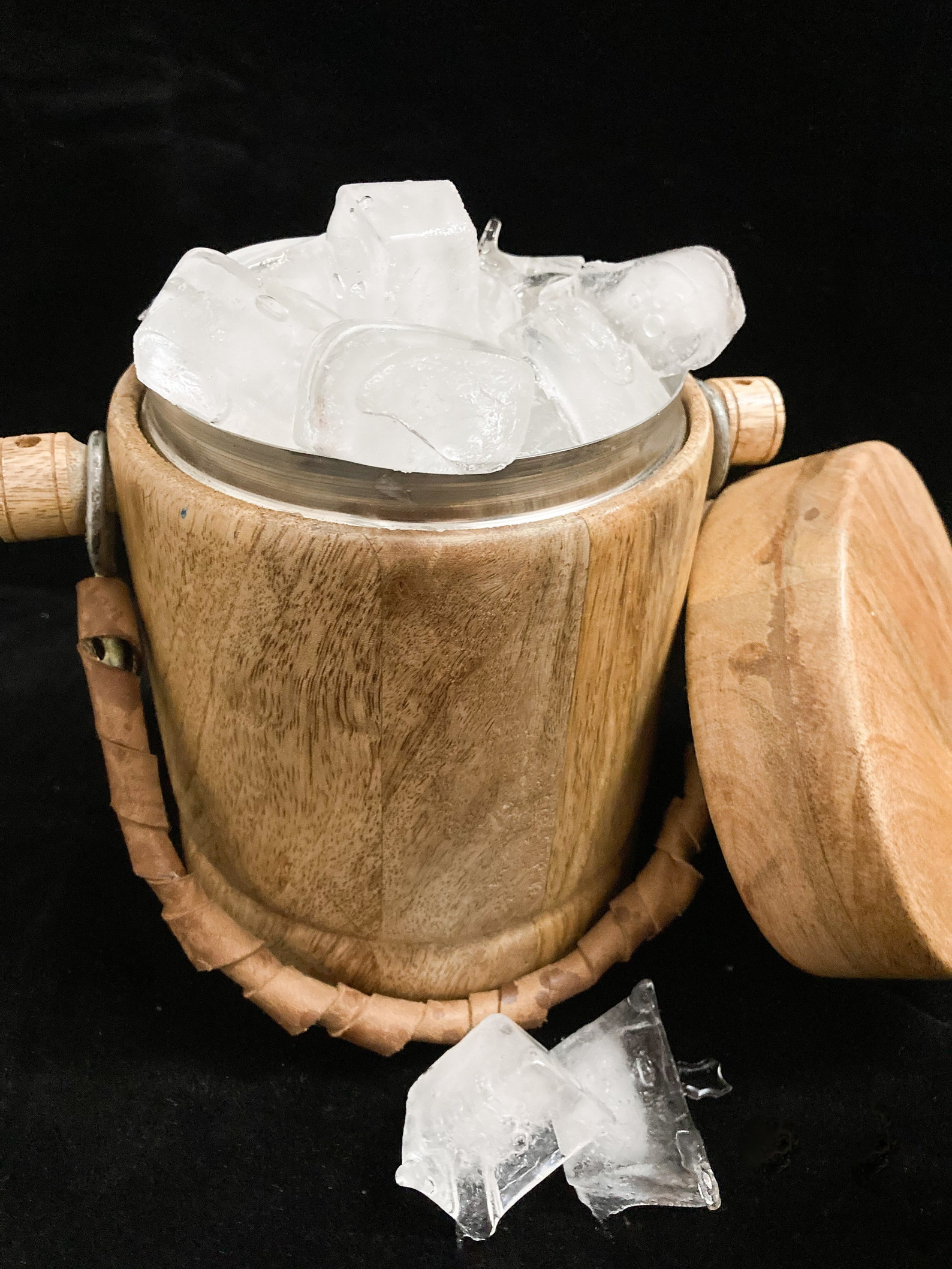 Vintage Ice Bucket Wooden Ice Bucket With Lid Antique Bar Etsy UK