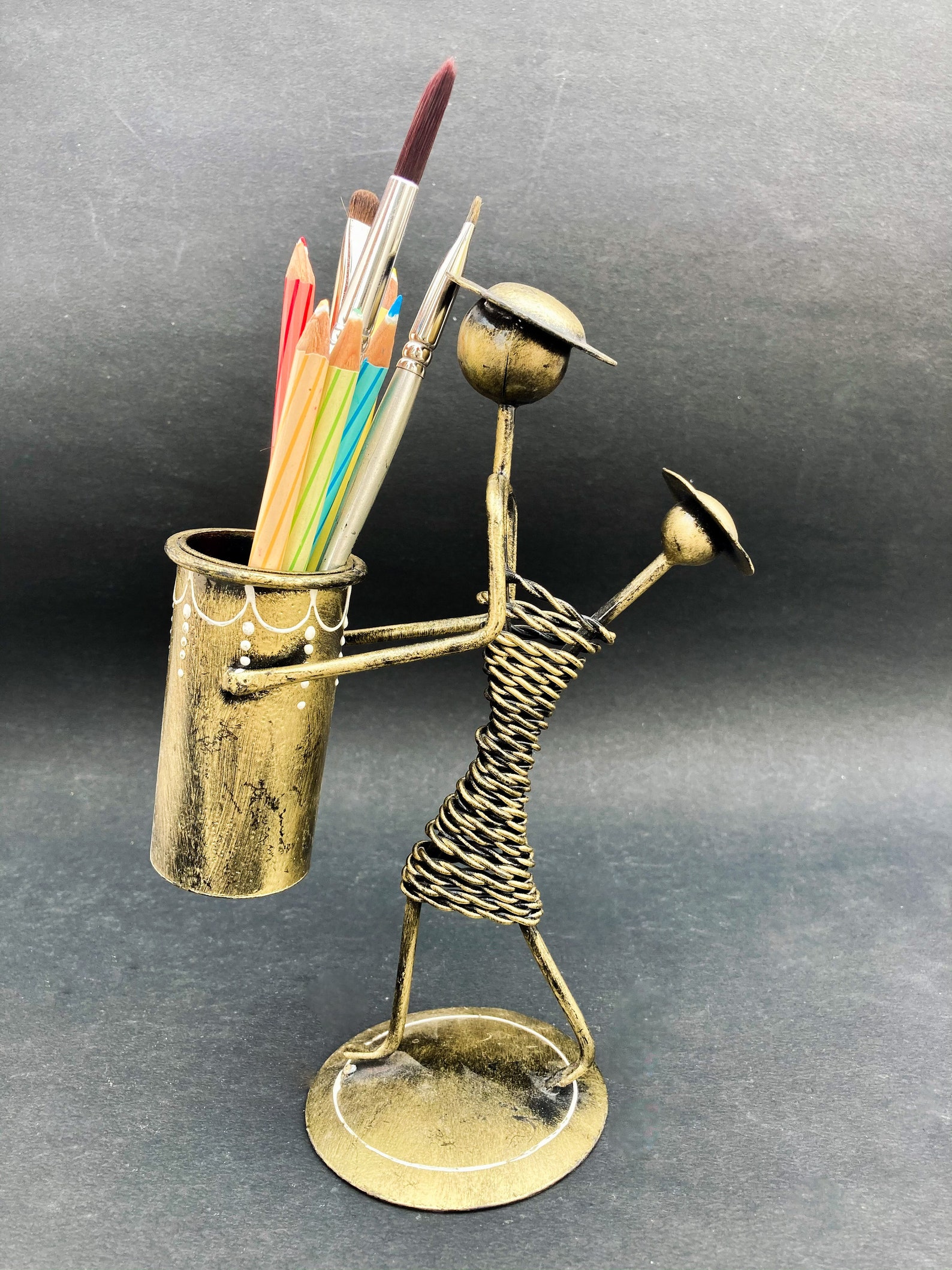 Pen Holder Desktop Metal Organizer Creative Office Table Etsy