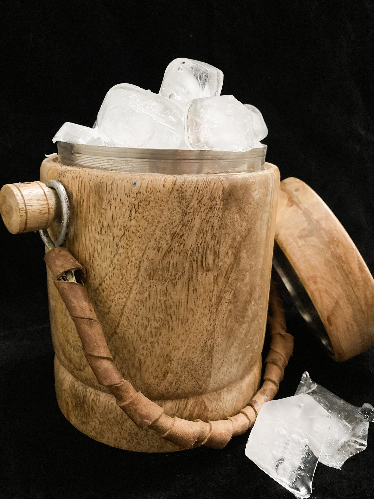 Vintage Ice Bucket Wooden Ice Bucket With Lid Midcentury Etsy