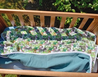 Muslin Baby Blanket, Safari Print, Personalized Newborn Gift