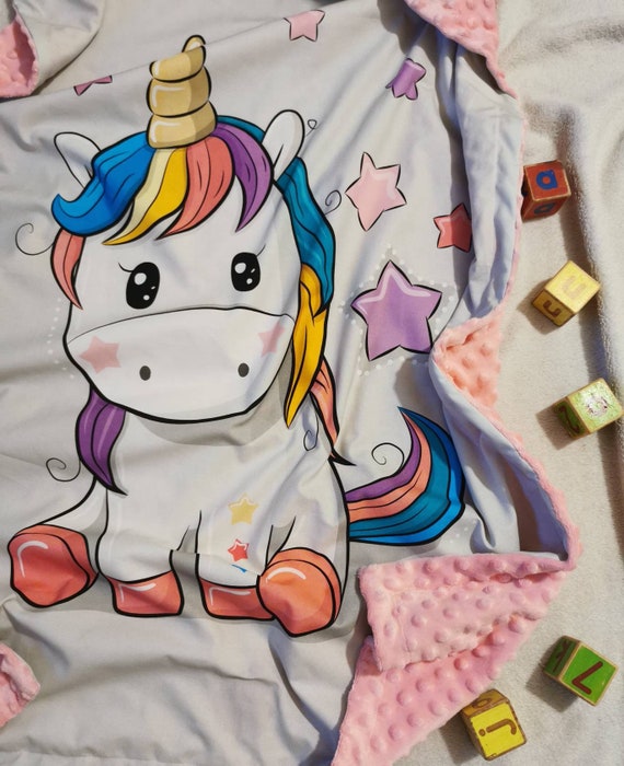 Soft Minky Fabric Blanket Unicorn Print Baby Cotton Blanket Gift for New Born Baby Personalized Blanket Etsy