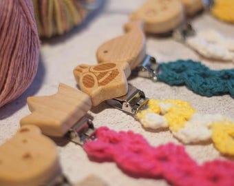 Crochet Pacifier Clip, Animal, Nature, Handmade Pacifier Clip, Shell Crochet Style Pacifier Clip