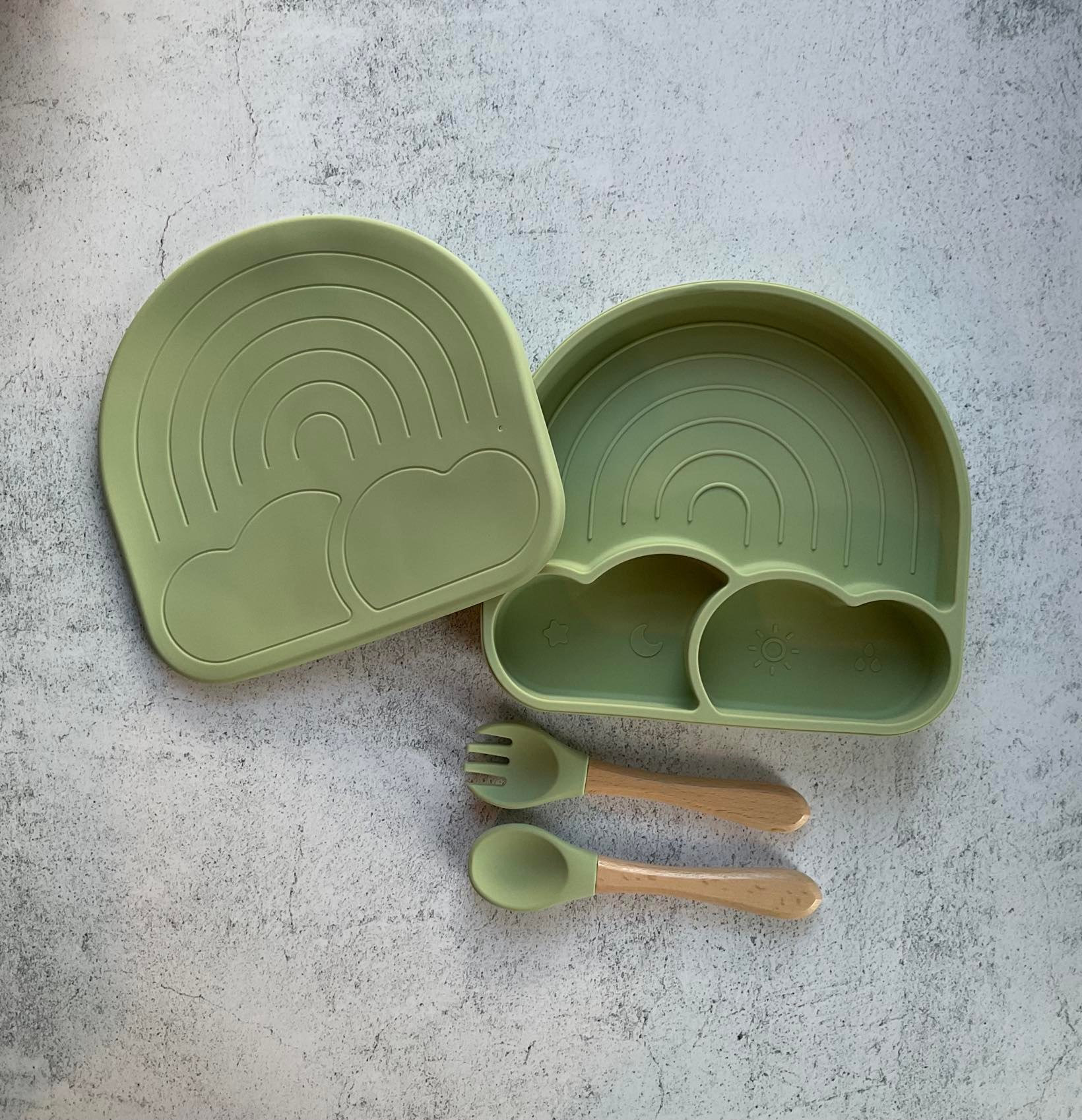 Assiette Bébé Ventouse Silicone - 3 Compartiments, Sans BPA, Lavable Micro-ondes/lave-vaisselle