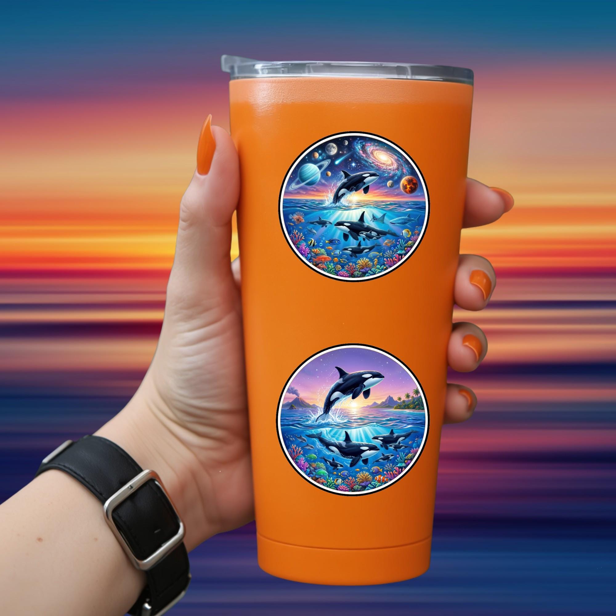 90s Orca Sticker Set | Celestial Galaxy, Tropical Sunset Marine ...