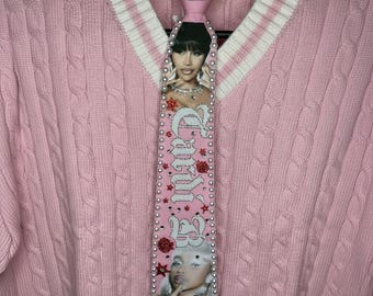 Pink/Navy Blue/Red Custom Cb Inspired Pearl Tie