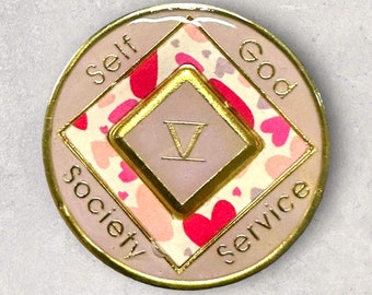 Heart print Narcotics Anonymous Medallion