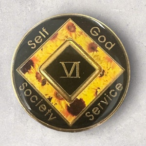 Sunflower print Narcotics Anonymous Medallion
