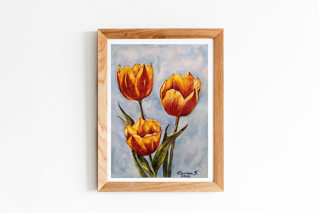 Original Aquarell Tulpe Malerei Blumen Kunstwerk - Etsy.de