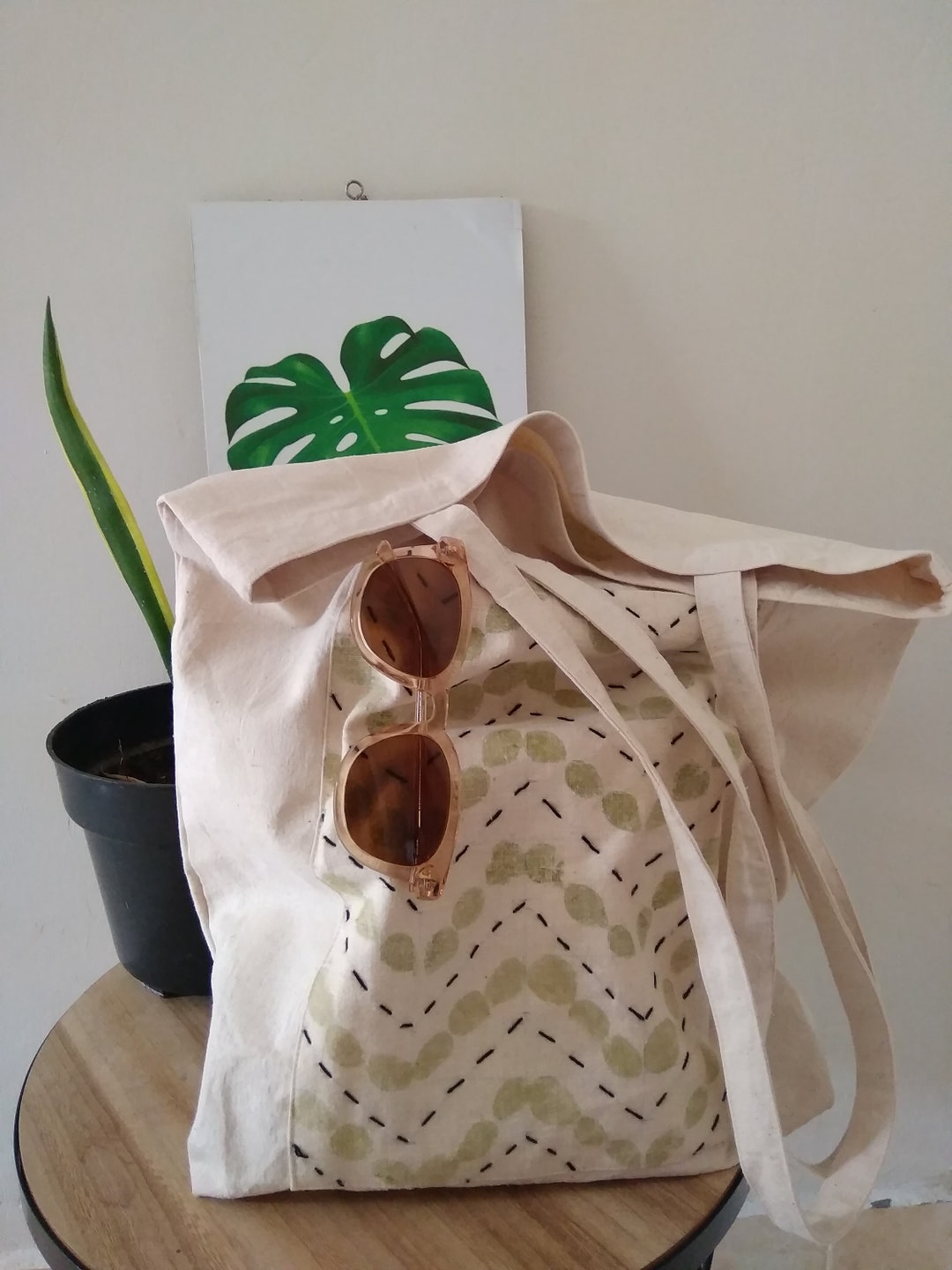 Ecoprint Tote Bag Plant Tote Canvas Bag Plant Tote Bag - Etsy