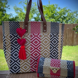 Beautiful Handcrafted Mexican set of Purse and Wallet