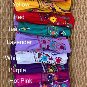 Girls&#39; Mexican Traditional Embroidered Dresses in Different Colors and Sizes