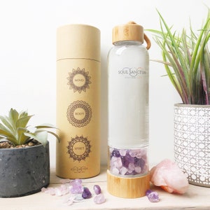 Glass and Bamboo Crystal Elixir Water Bottle