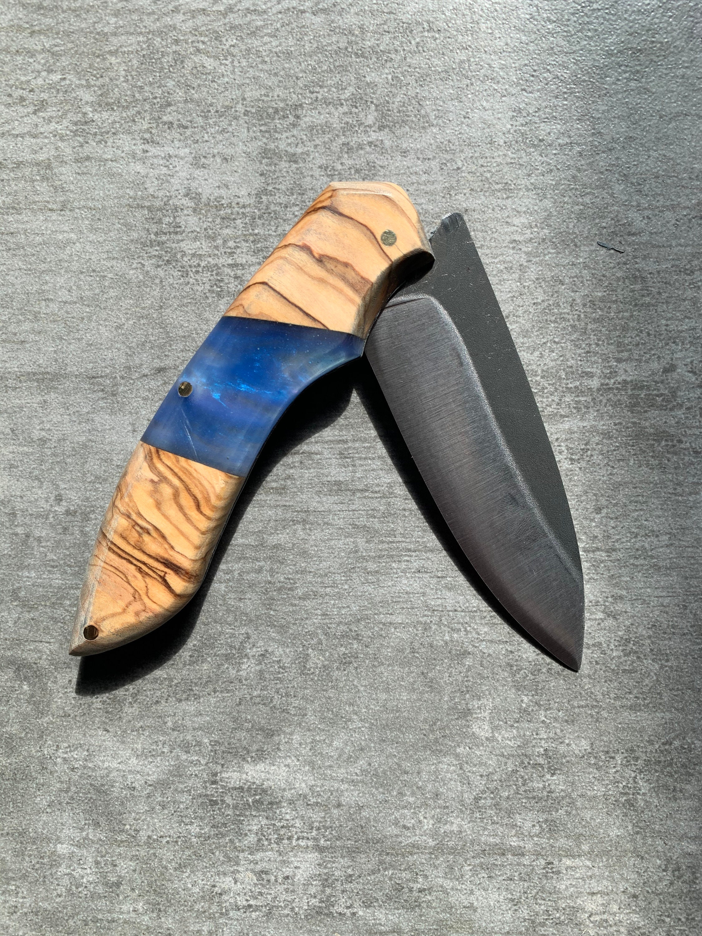 Handmade Olive Wood Epoxy Resin Knife Custom Made Stainless Etsy