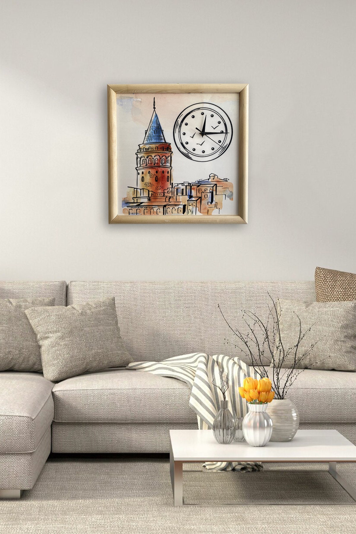 Tower Painting Clock Wall Clock Wall Decor Swing Clock Etsy